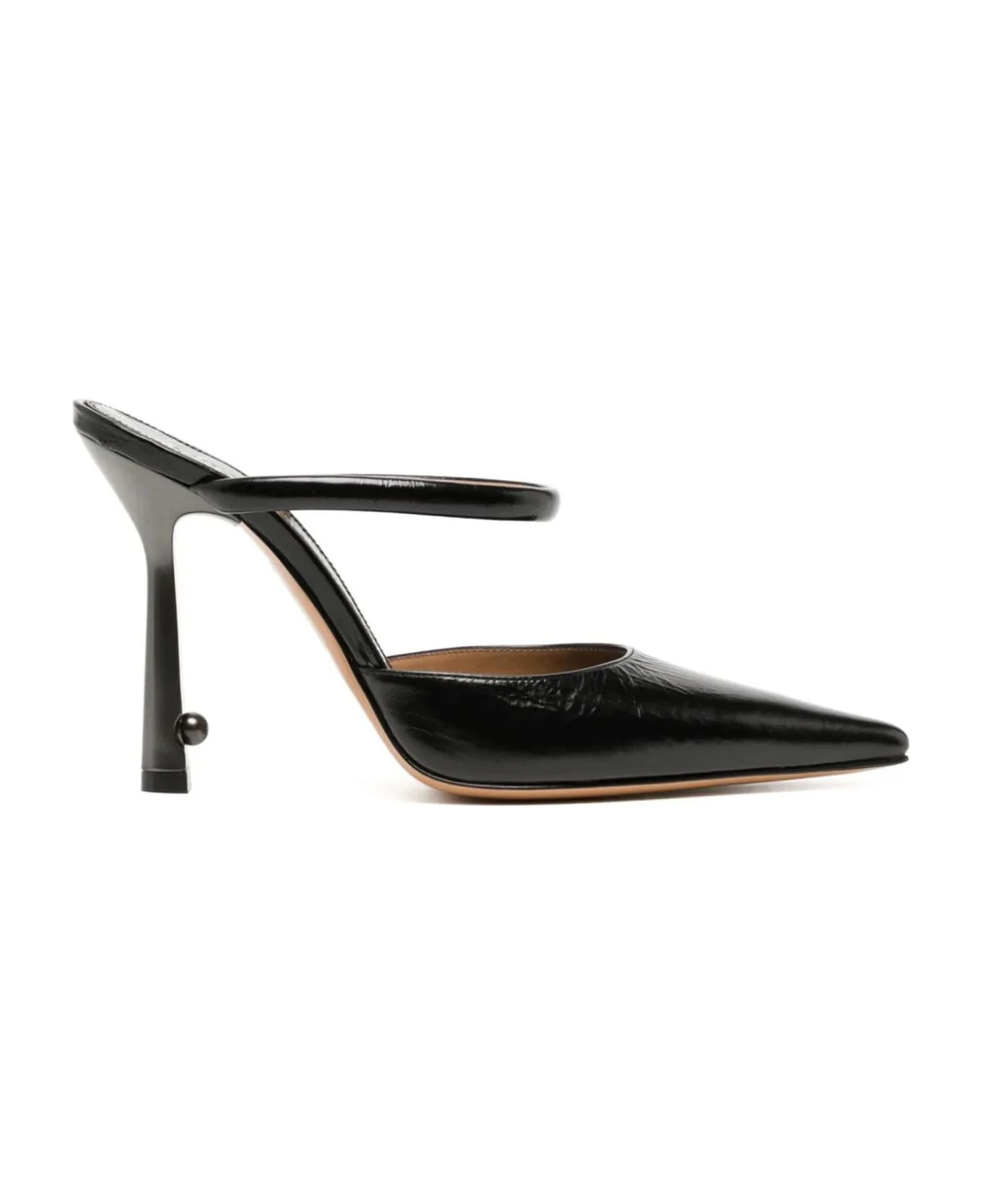 Off-White Black Calf Leather Lollipop Mules