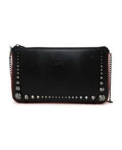 Christian Louboutin Black Leather Loubila Pouch Clutch