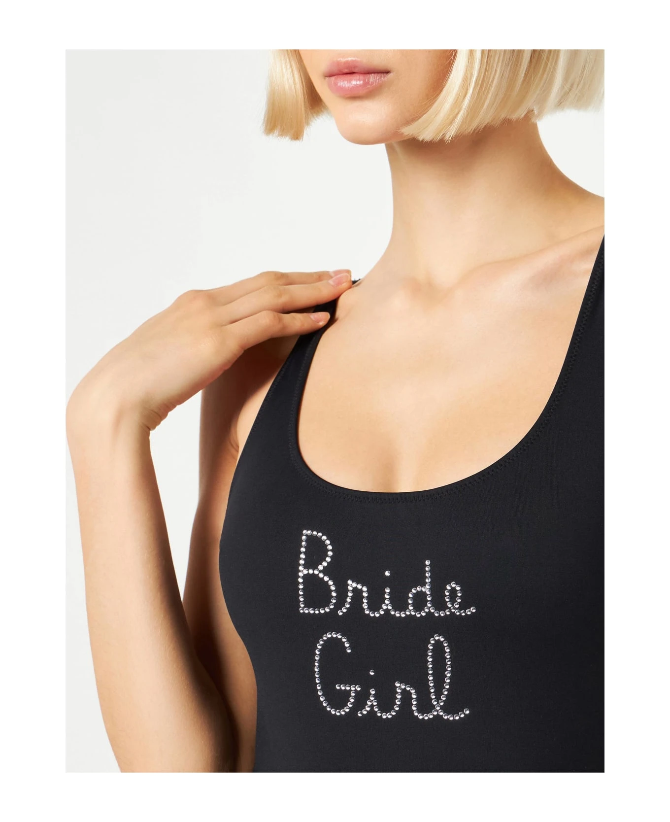 MC2 Saint Barth Woman One Piece Swimsuit With Bride Girl Rhinestone Embroidery - Image 2