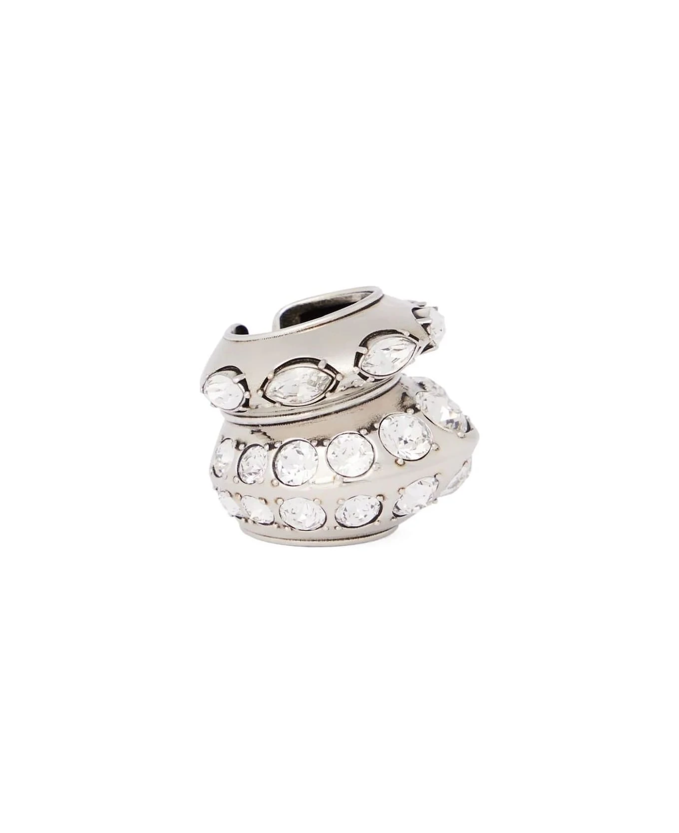 Alexander McQueen Jewelled Accumulation Ring In Antiqued Silver - Image 2