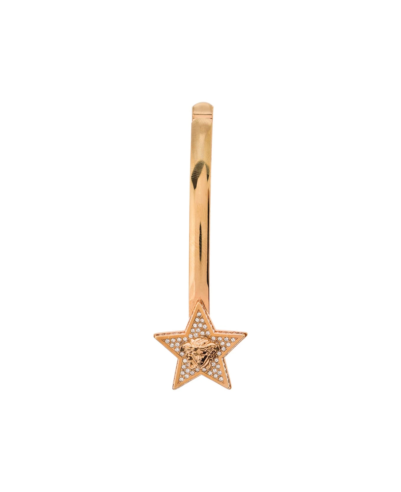 Versace Gold-tone Star Embellished Hair Pin With Strass In Brass Woman