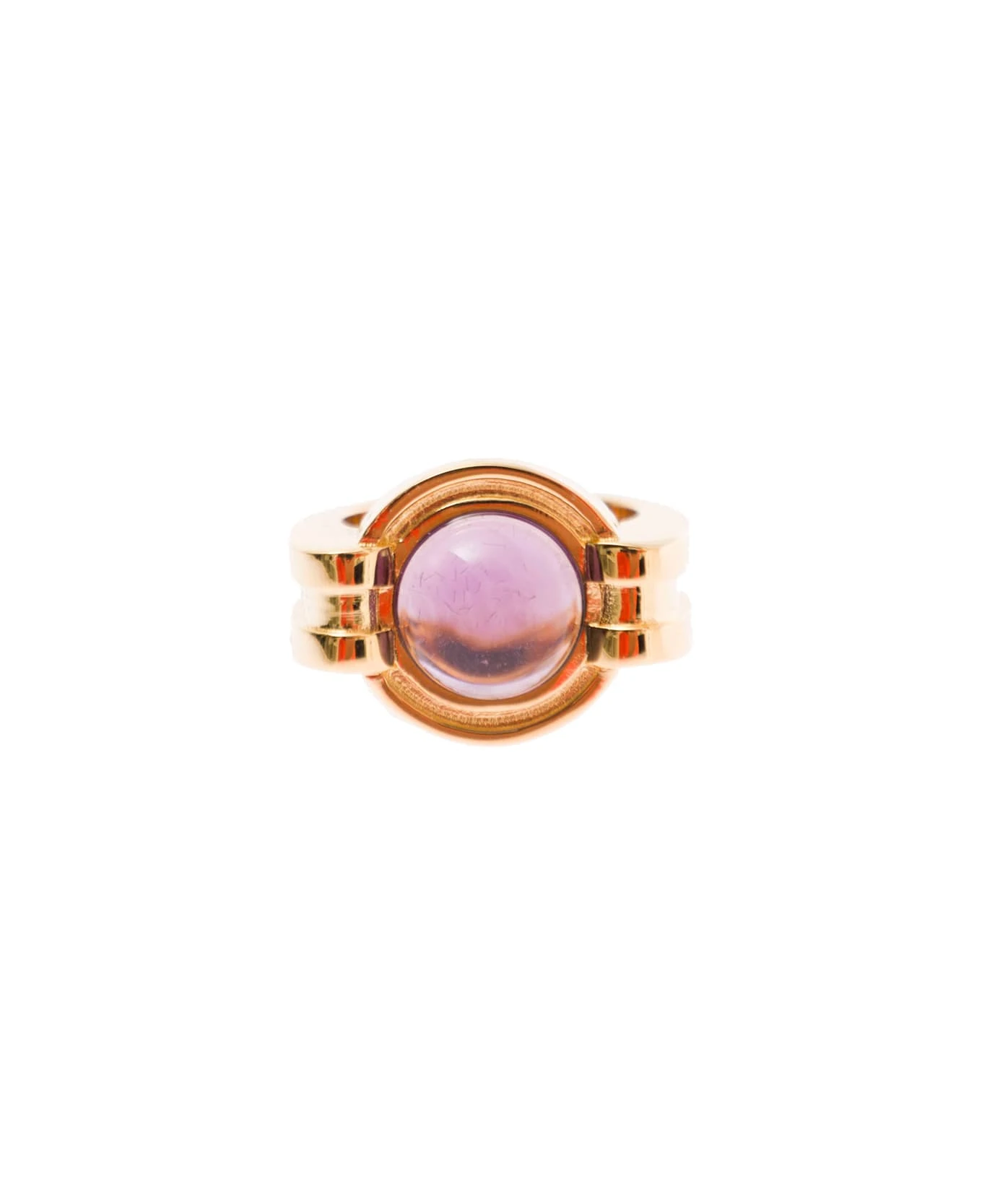 Sophia Gold Plated Brass Rings Wirh Purple Stone Detail Leda Madera Woman - Image 3