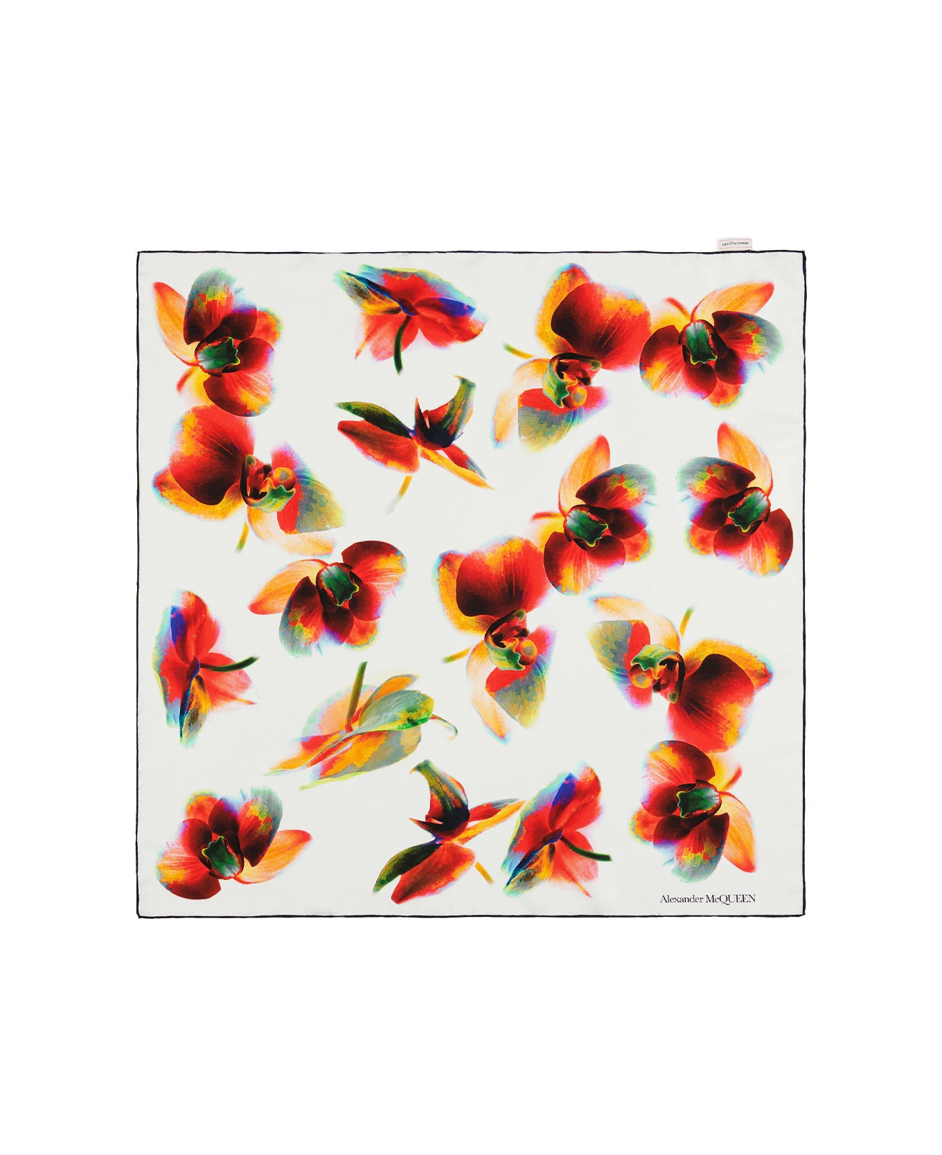Alexander McQueen Ivory And Red Orchid Scarf - Image 2