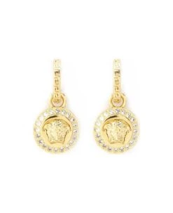 Versace Greek Earrings With Medusa Head Charm