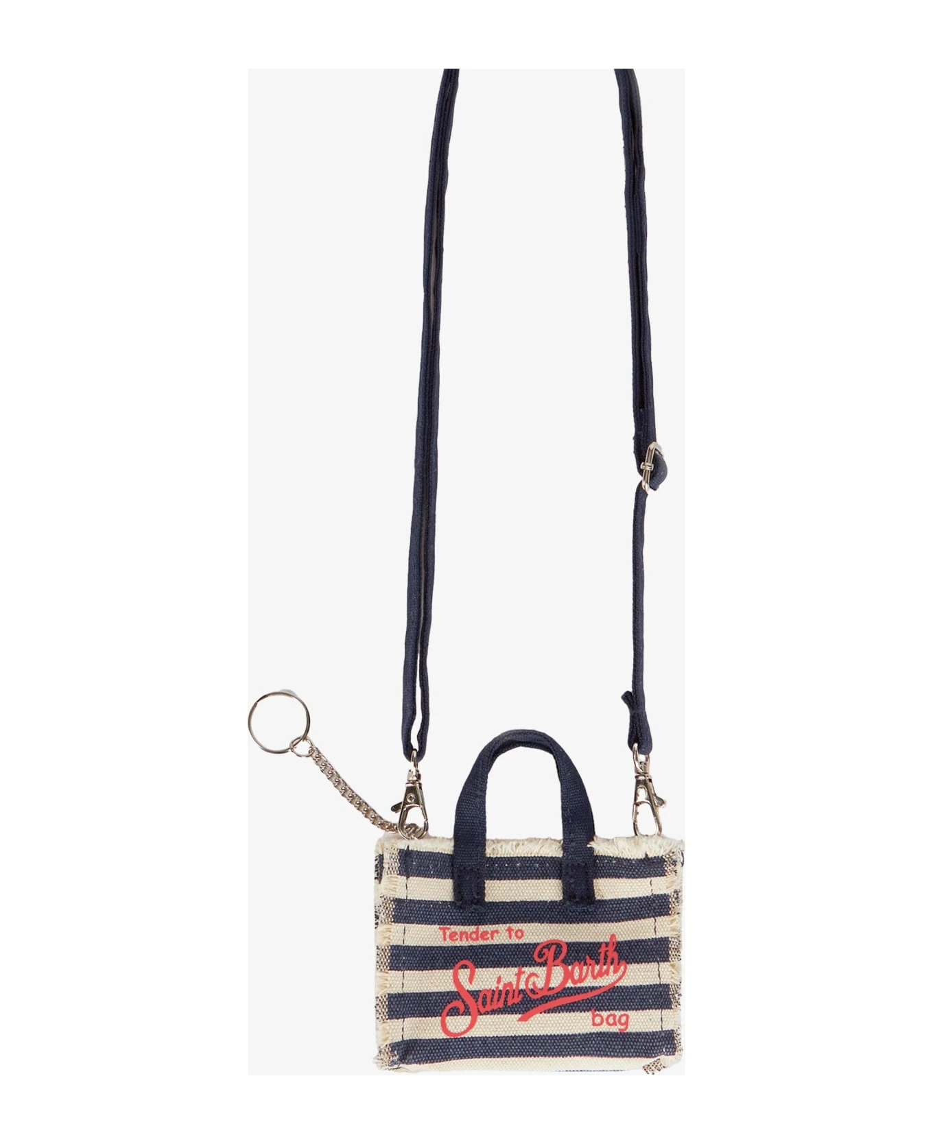 MC2 Saint Barth Canvas Key Holder With Blue Striped Print - Image 5