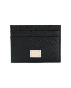 Dolce & Gabbana Card Holder In Hammered Leather With Logo