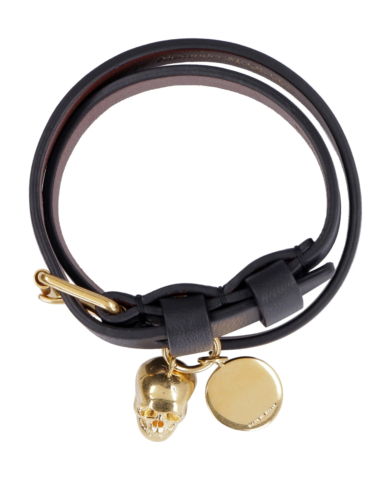 Alexander McQueen Skull Charm Leather Double-wrap Bracelet - Image 4