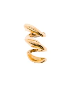 Alexander McQueen Gold-colored Twisted Ring In Brass Woman