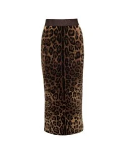 Dolce & Gabbana Animalier Velour Midi Skirt