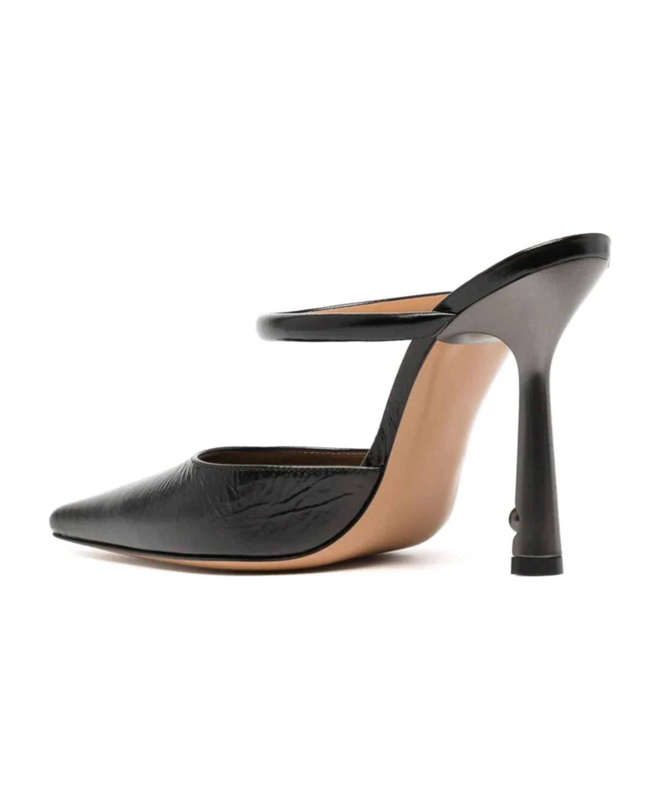 Off-White Black Calf Leather Lollipop Mules - Image 3