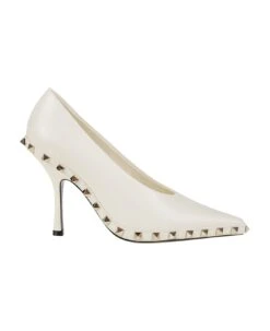 Valentino Garavani Ankle Strap | Rockstud | T. 100 | Vitello/platinum Studs