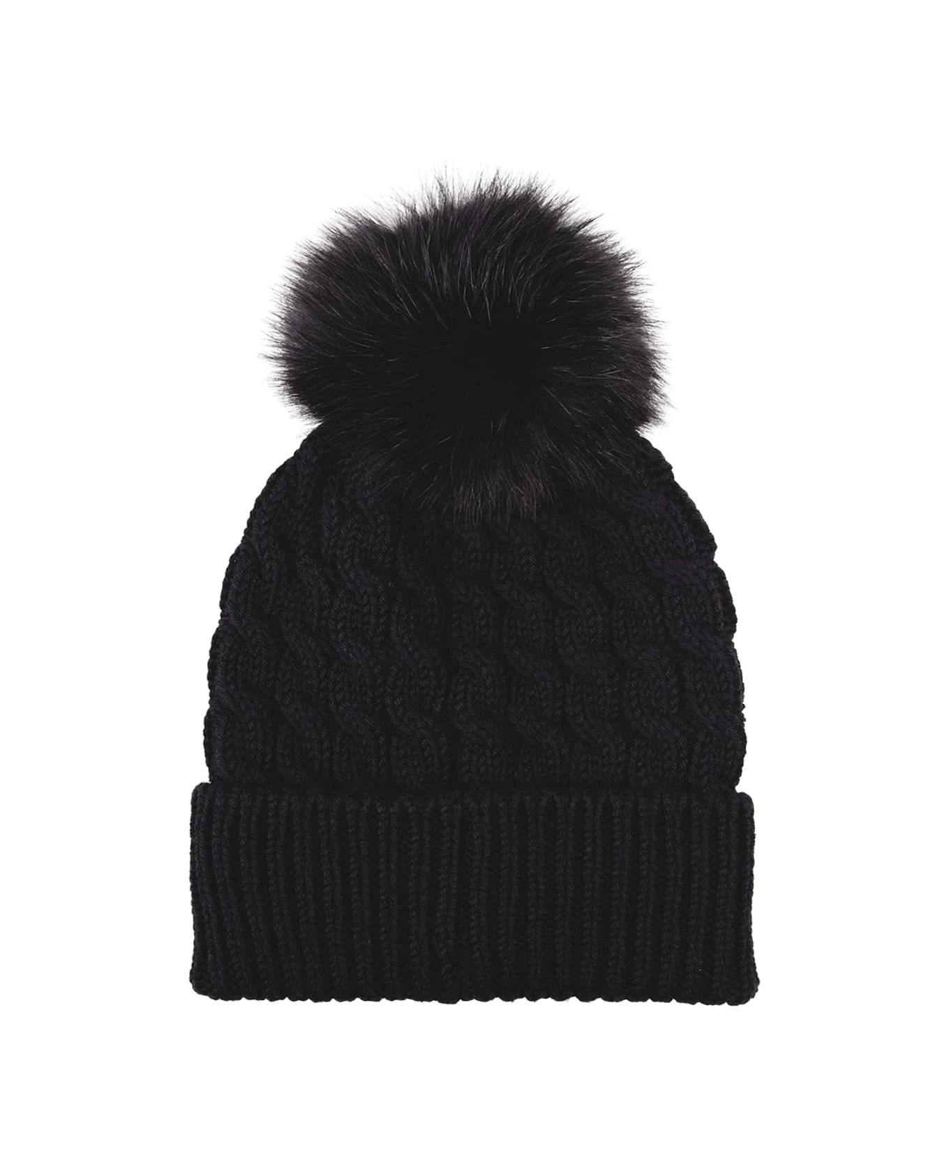 Black Wool Beanie With Pompon - Image 2