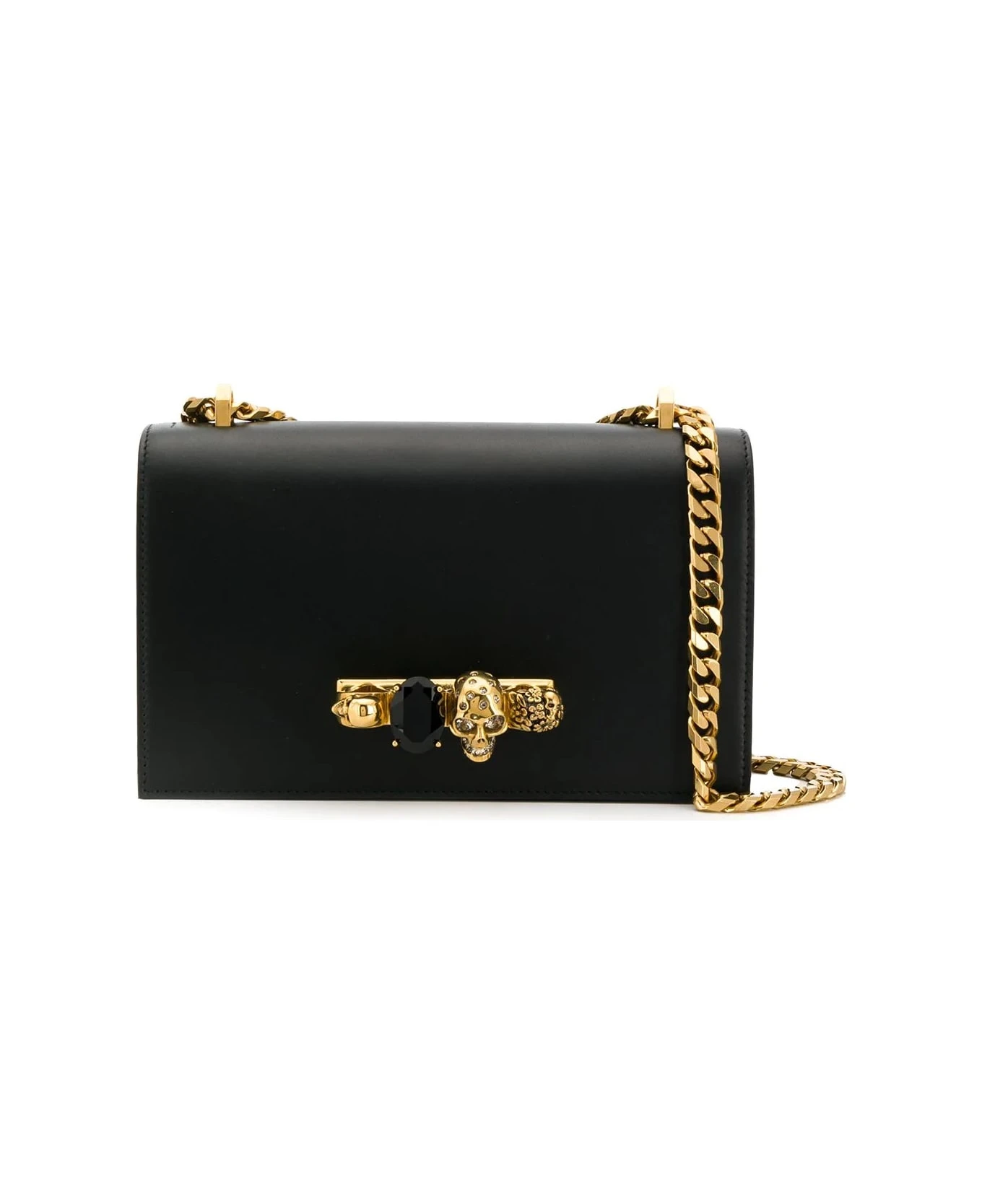 Alexander McQueen Black And Gold Jewelled Satchel Bag