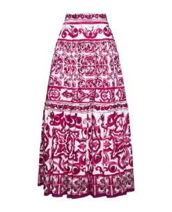 Dolce & Gabbana Majolica Print Cotton Maxi Skirt