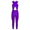 'hola' Violet Jumpsuit With Halterneck And Cut-out In Stretch Polyamide Woman