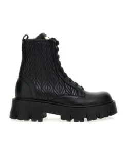 Elisabetta Franchi Matelassé Combat Boots