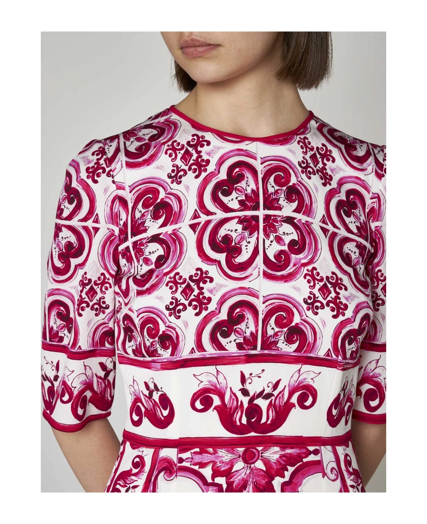 Dolce & Gabbana Majolica Print Silk Dress - Image 5