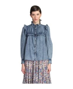 Idety Blouse In Cyan Denim