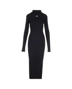 Off-White Turtleneck Midi Dress