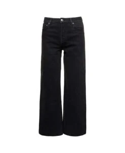 A.P.C. 'elisabeth' Black Five-pockets Wide Leg Jeans In Cotton Denim Woman
