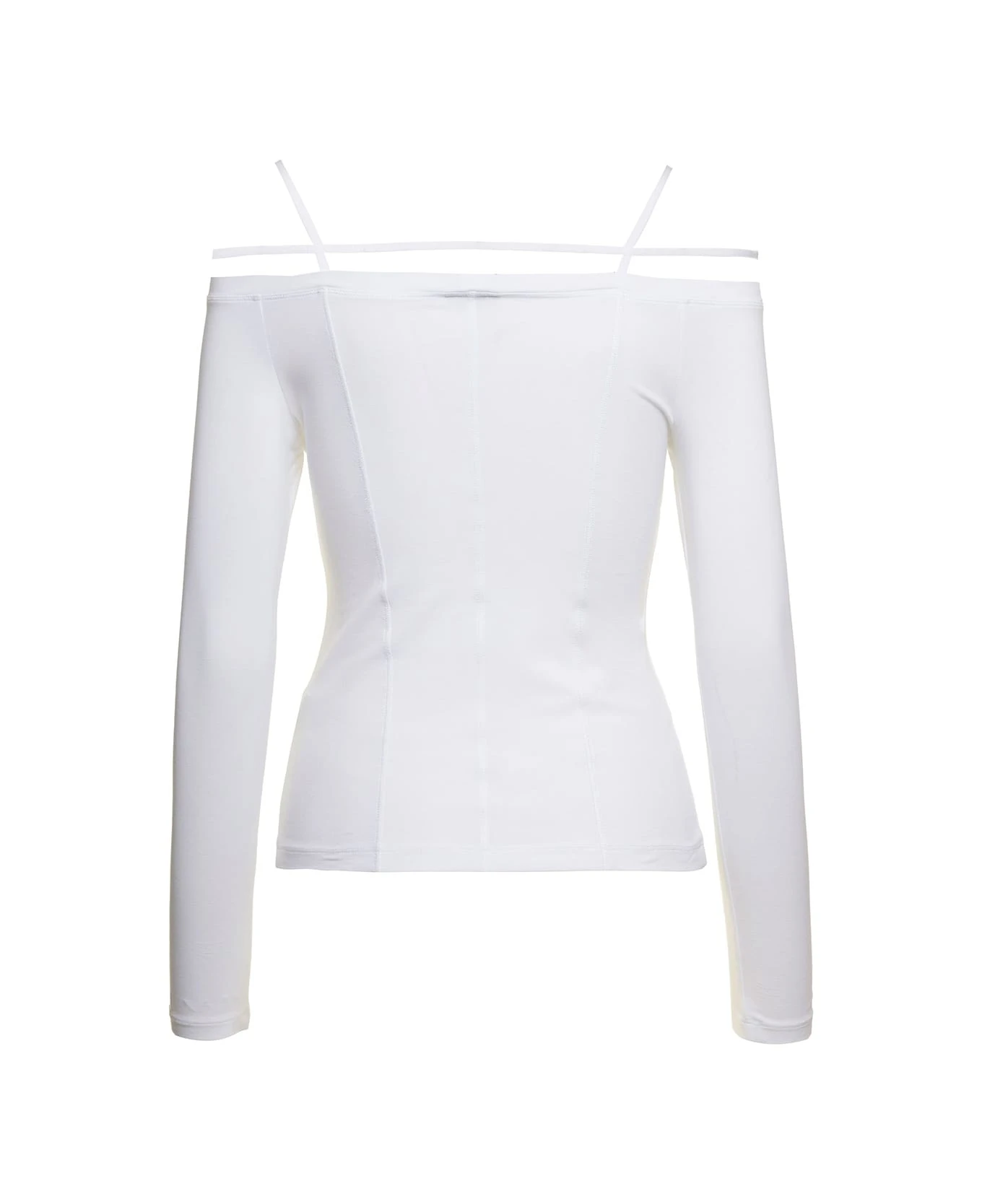 Jacquemus 'sierra' White Long-sleeve Top With Logo Detail In Jersey Woman - Image 2