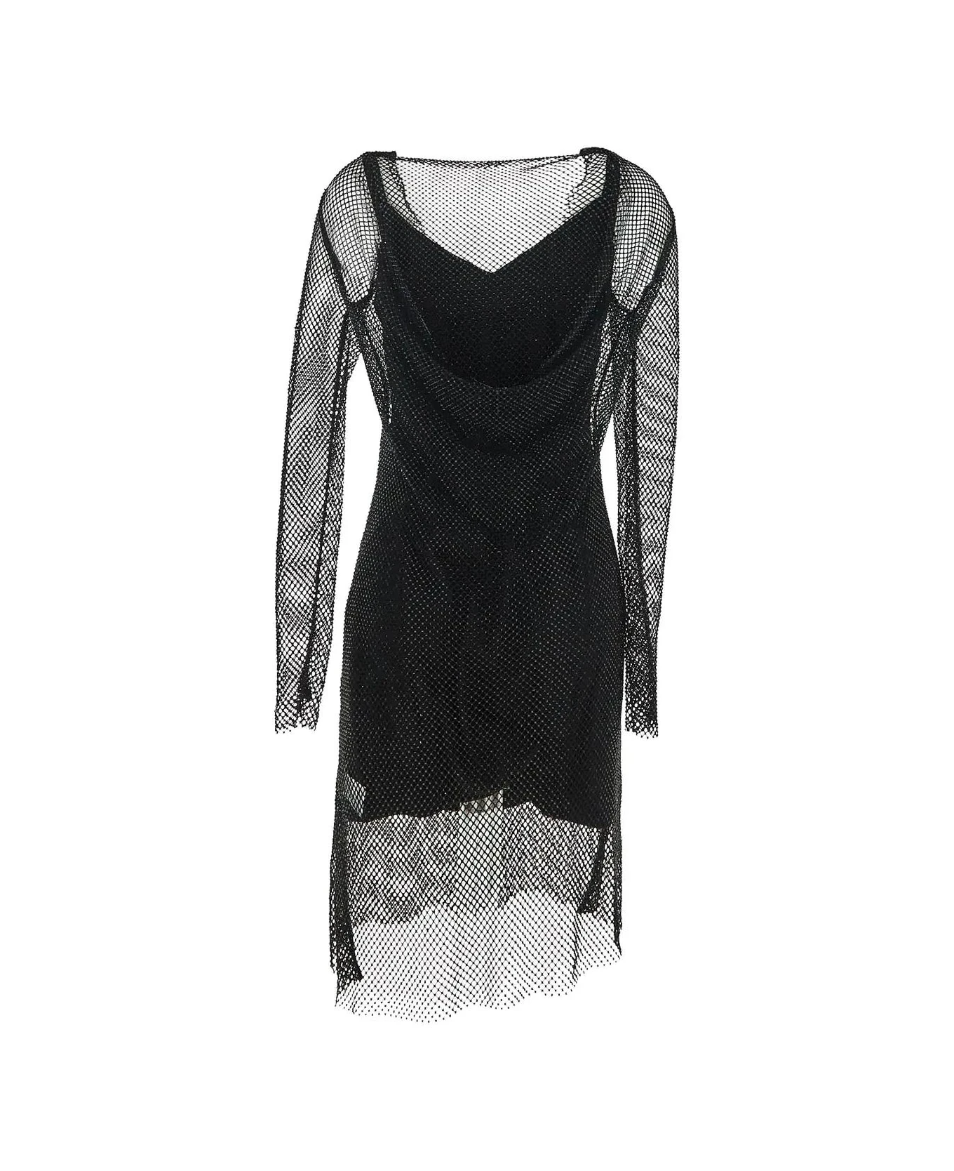 Max Mara Vezzo Short Embroidered Mesh Dress With Crystal - Image 2