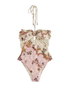 Zimmermann One-piece Swimsuit 'laurel Wire Frill Halter'