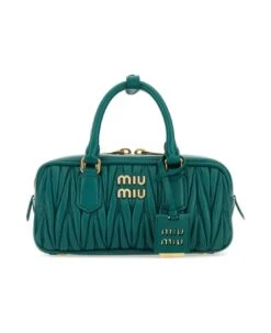 Miu Miu Emerald Green Leather Handbag