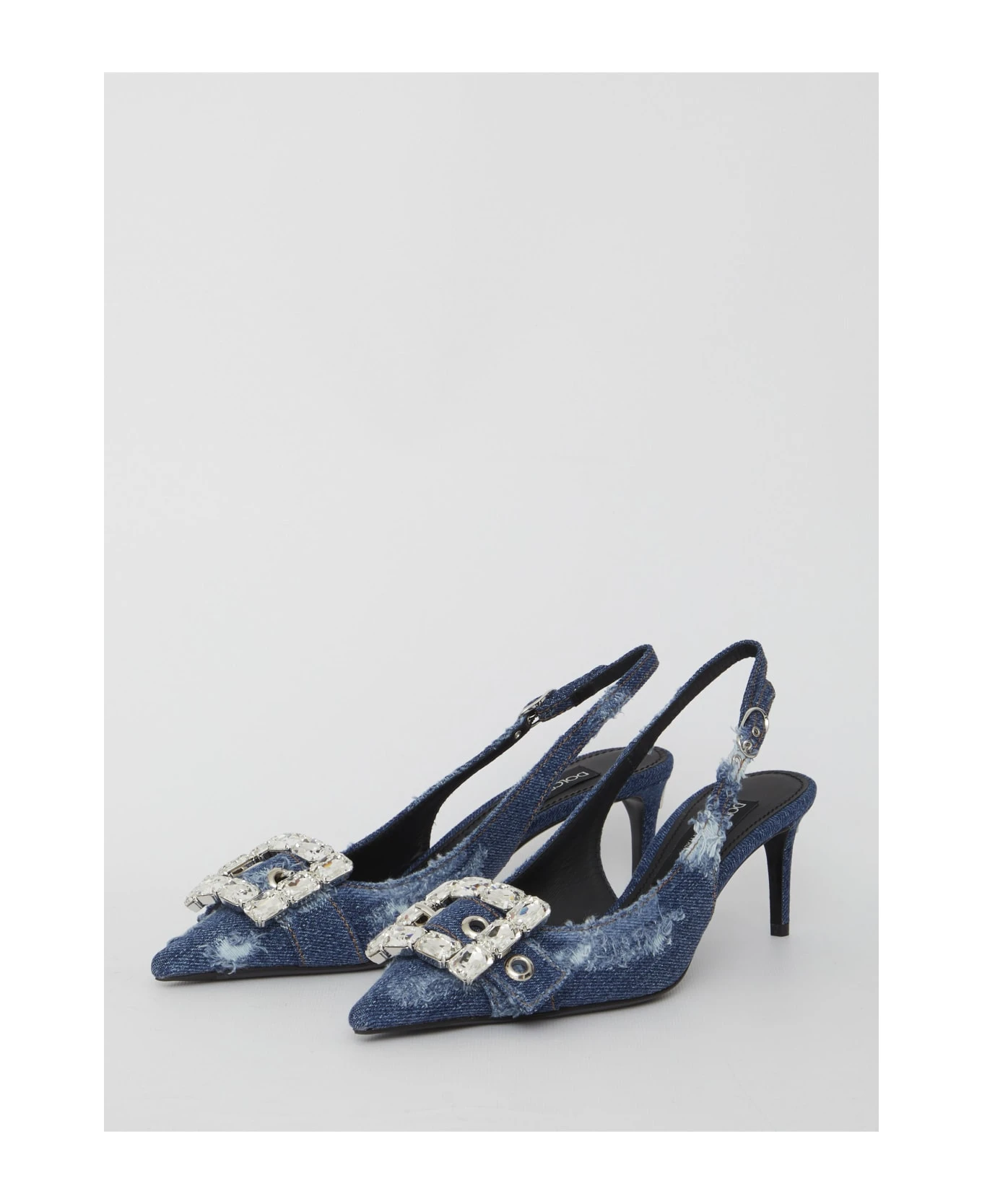 Dolce & Gabbana Patchwork Jeans Slingback Sandals - Image 2