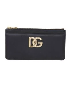 Dolce & Gabbana Card Holder In Black Calf Leather