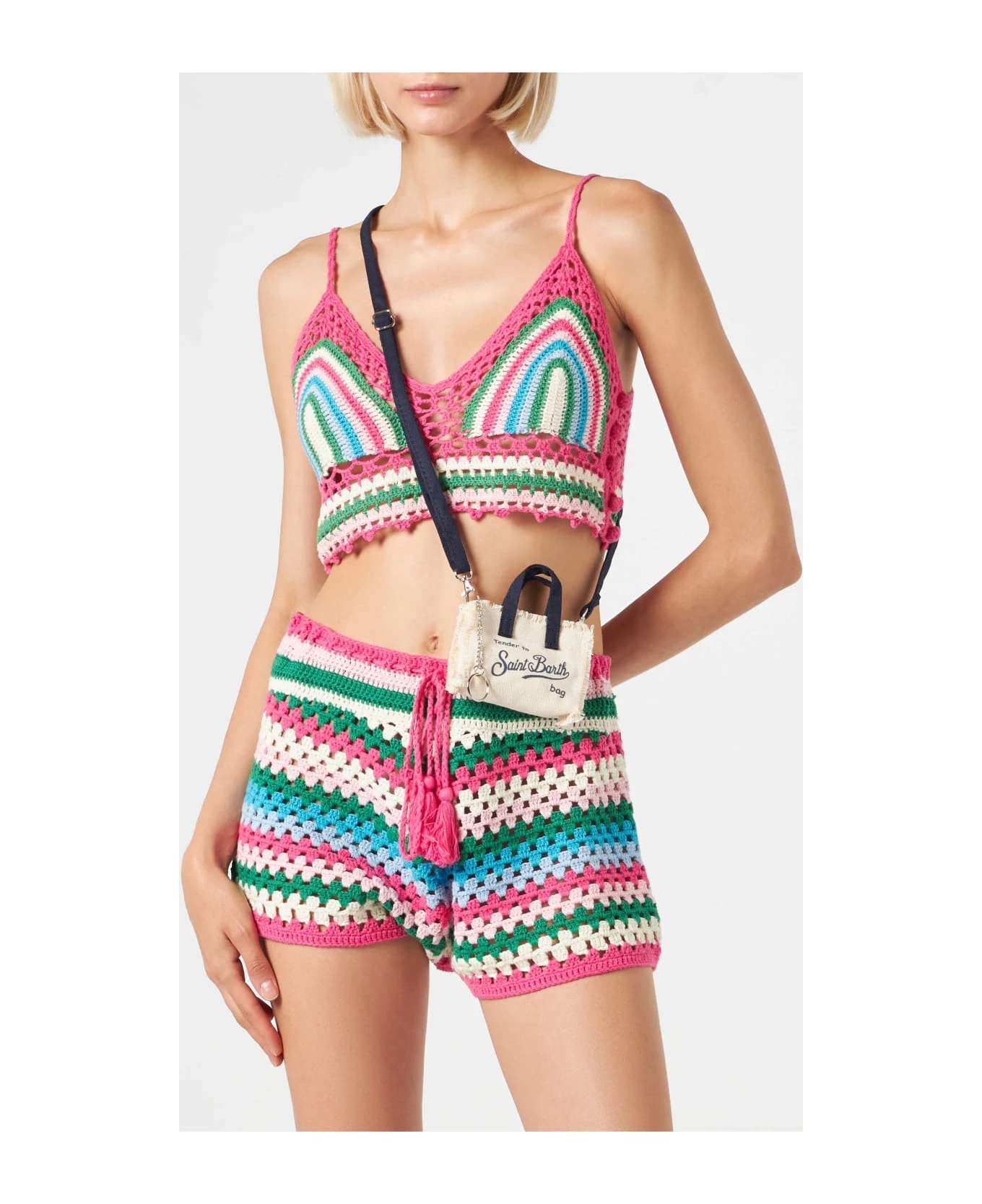 MC2 Saint Barth Canvas Key Holder With Blue Striped Print - Image 4