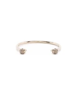 Alexander McQueen Light Gold Thin Twin Skull Bracelet