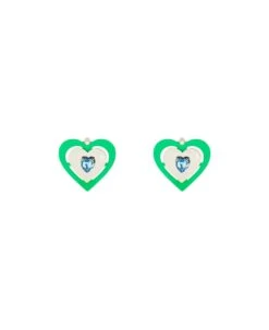'green Neon Heart' Clip-on Earrings