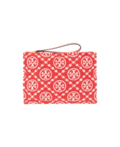 Tory Burch Red T Monogram Terry Clutch Bag