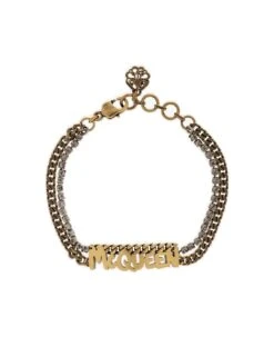 Alexander McQueen Grafitti Logo Plaque Bracelet