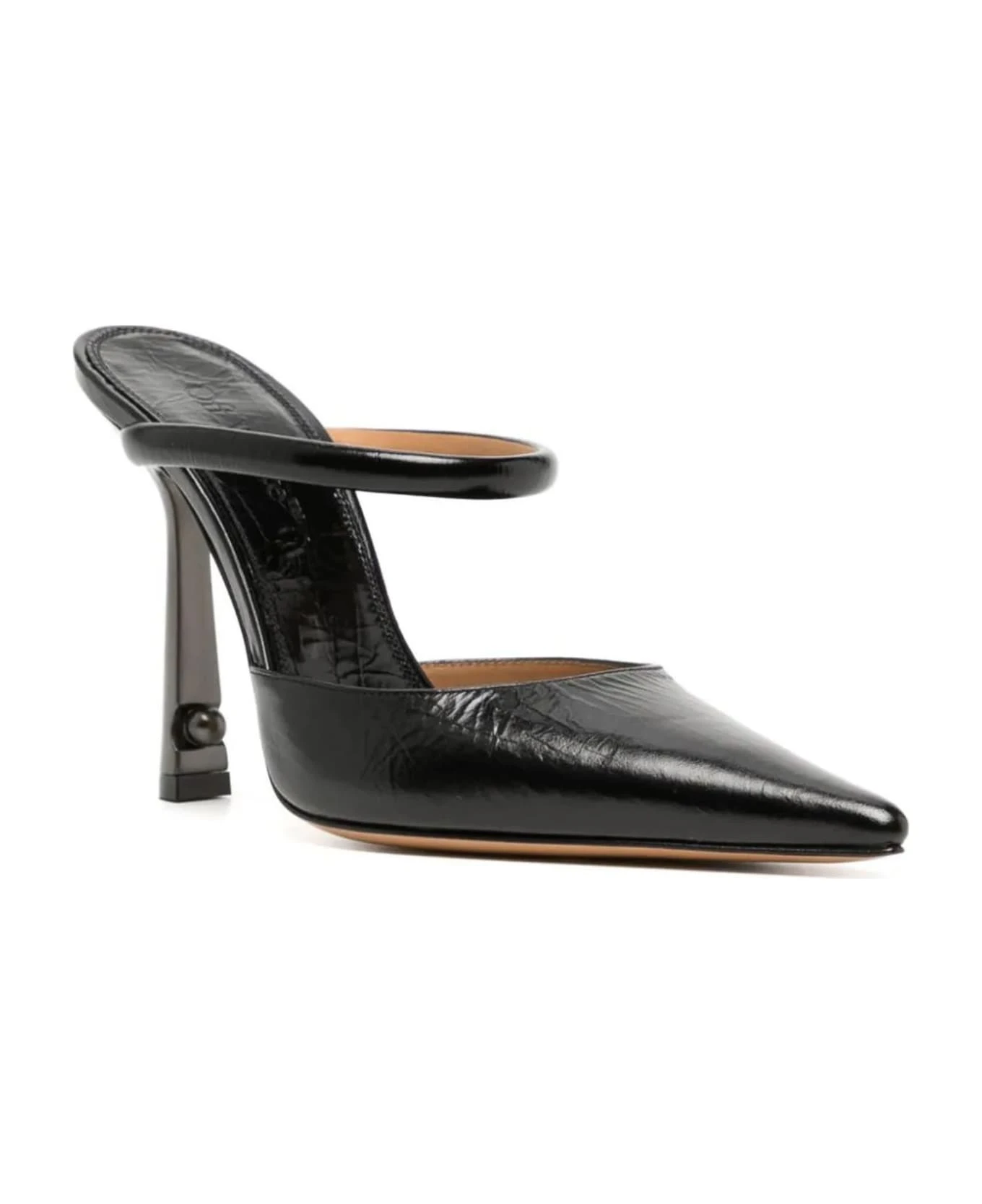 Off-White Black Calf Leather Lollipop Mules - Image 2