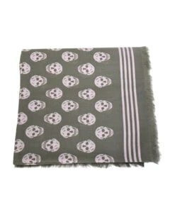 Alexander McQueen Khaki Biker Skull Foulard