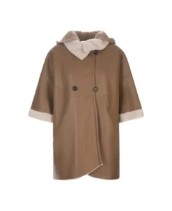 Fabiana Filippi Camel Shearling Cape
