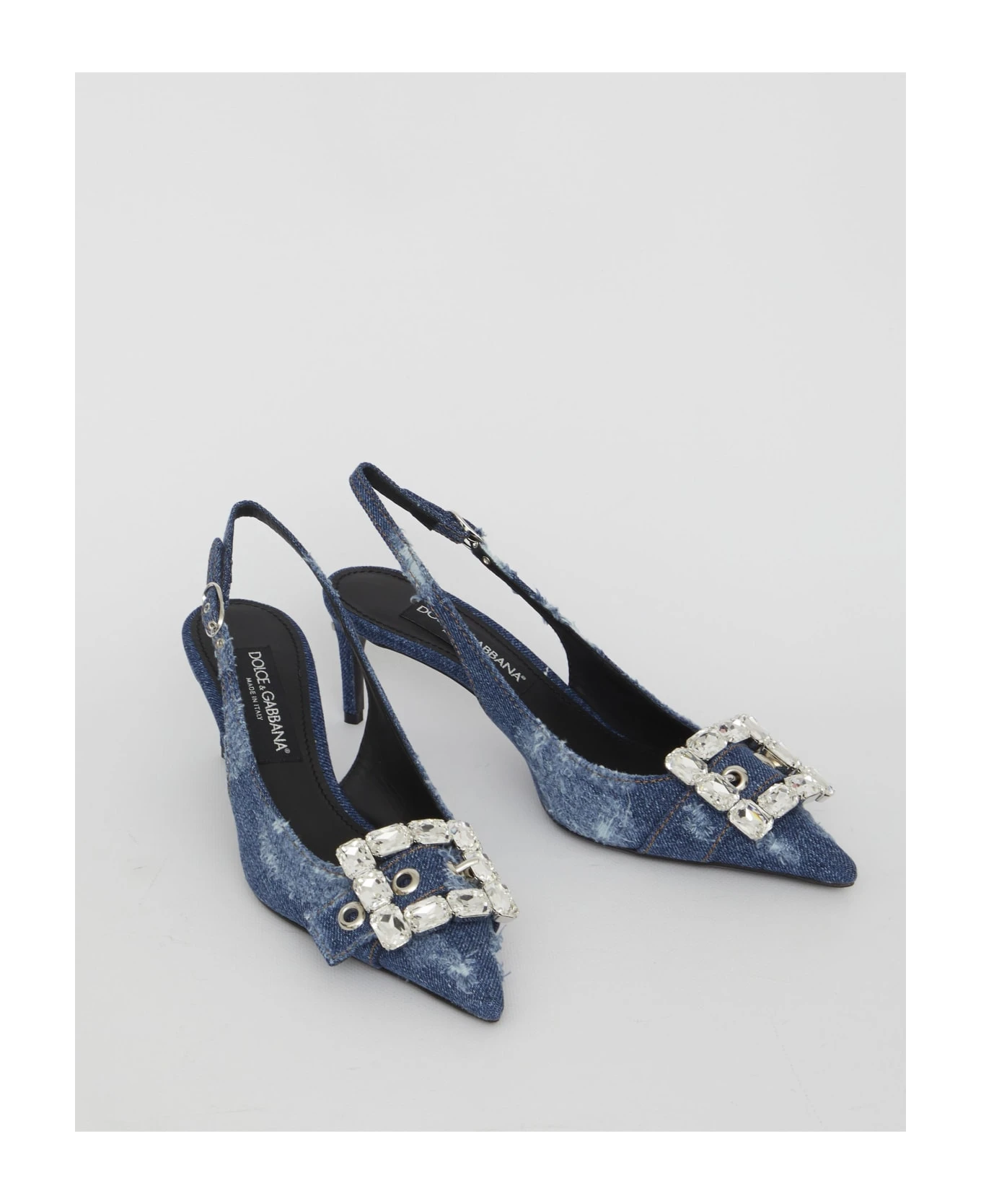 Dolce & Gabbana Patchwork Jeans Slingback Sandals - Image 5