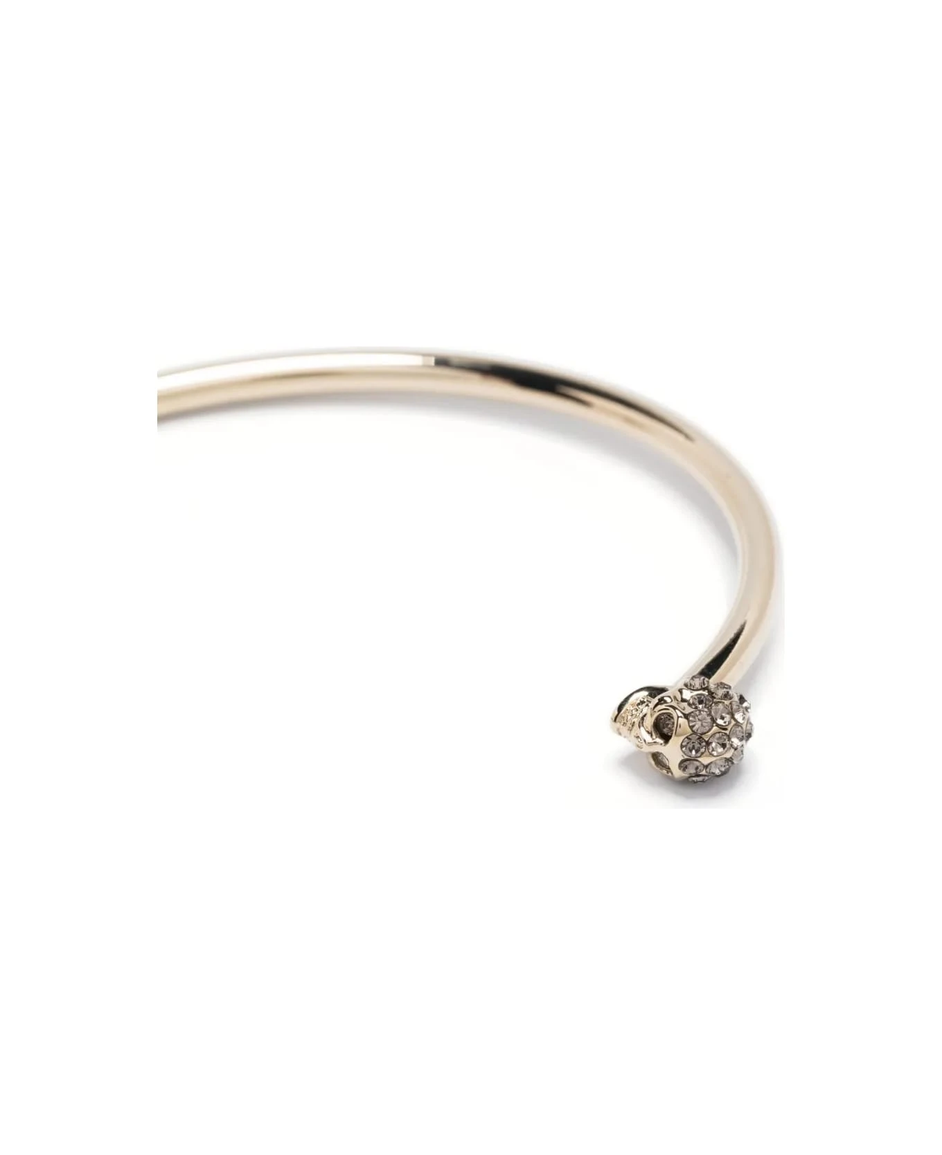 Alexander McQueen Light Gold Thin Twin Skull Bracelet - Image 3