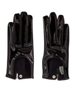 Patent And Calfskin Leather Gloves. Silk Lining