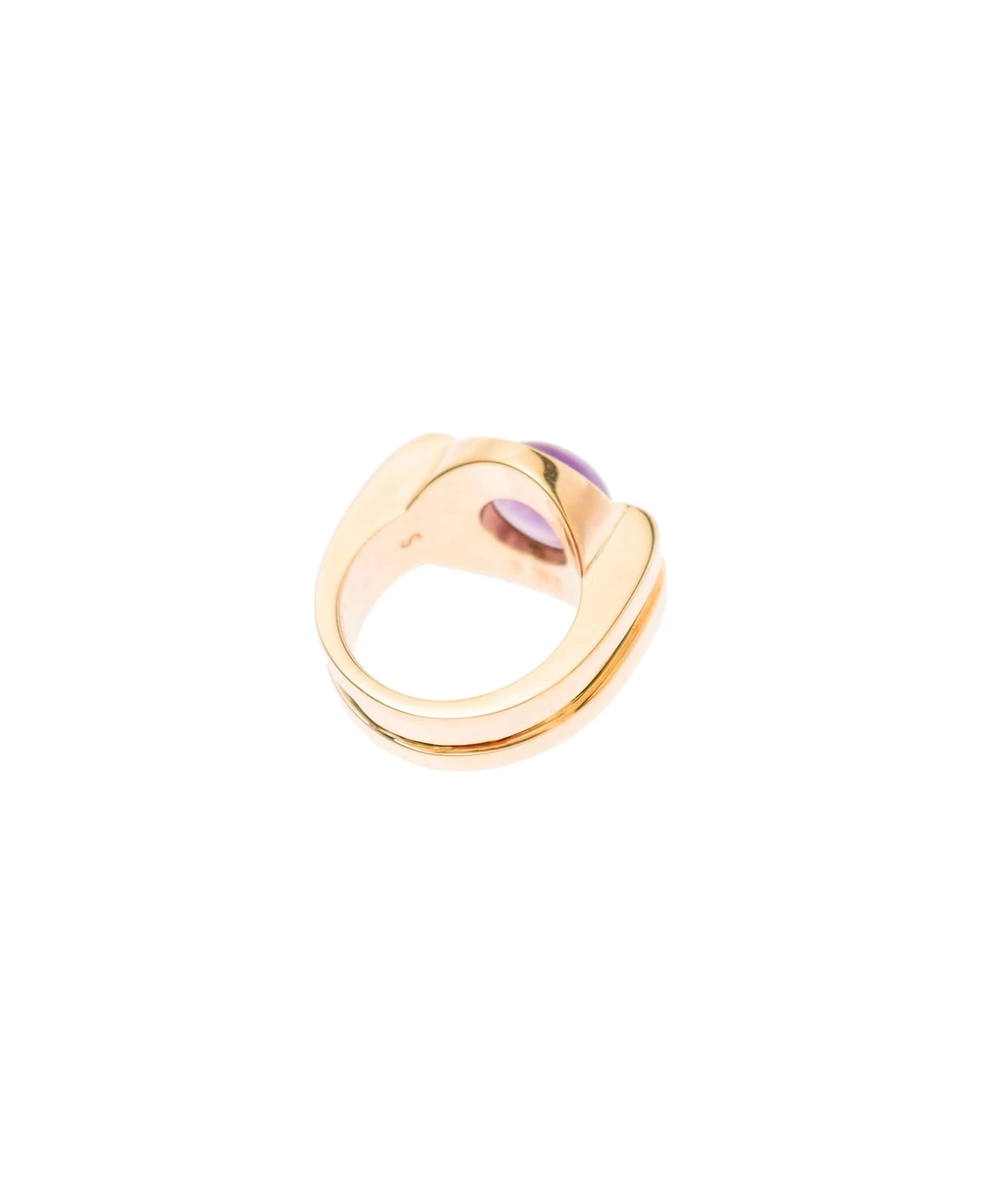 Sophia Gold Plated Brass Rings Wirh Purple Stone Detail Leda Madera Woman - Image 2