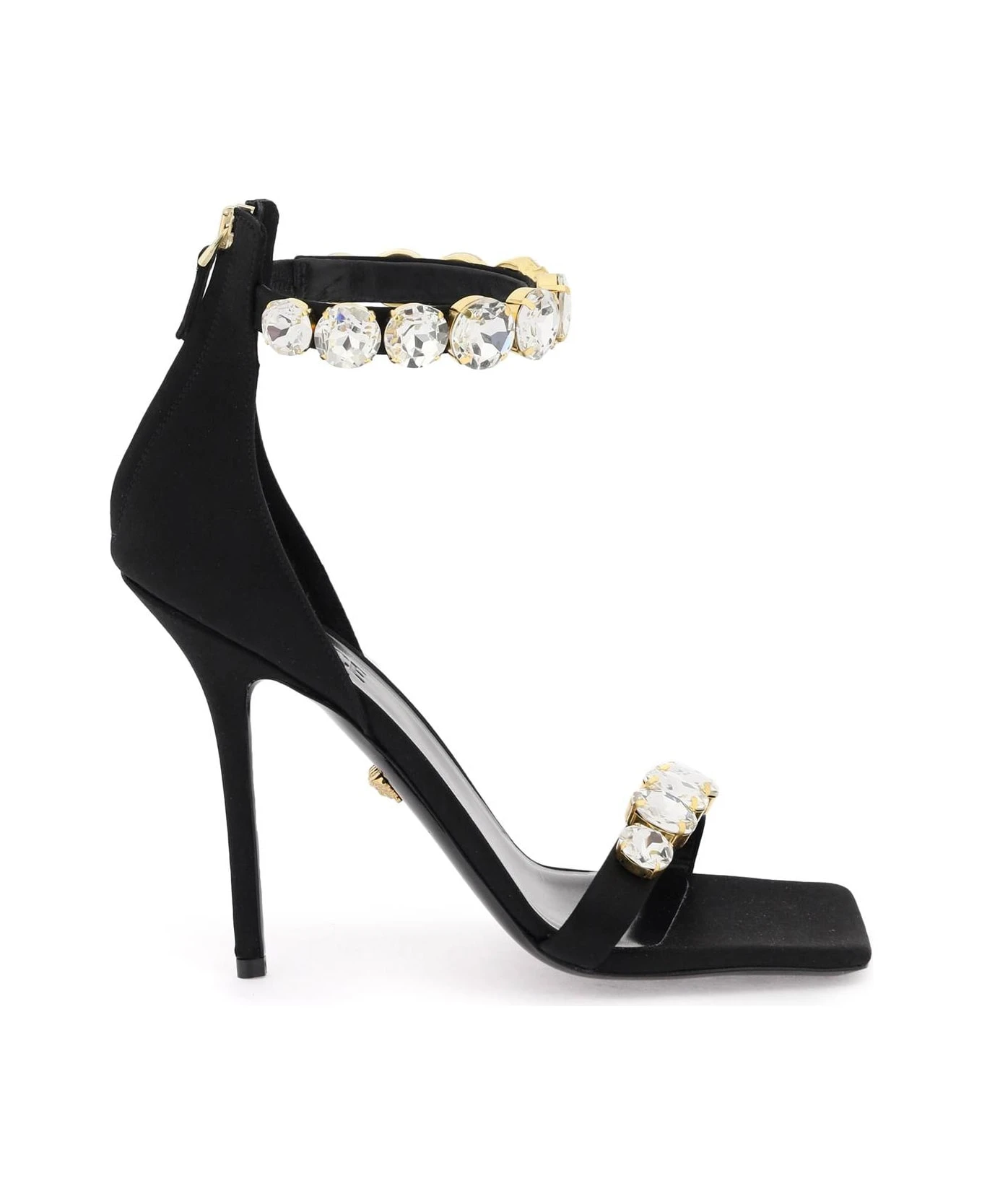 Versace Satin Sandals With Crystals