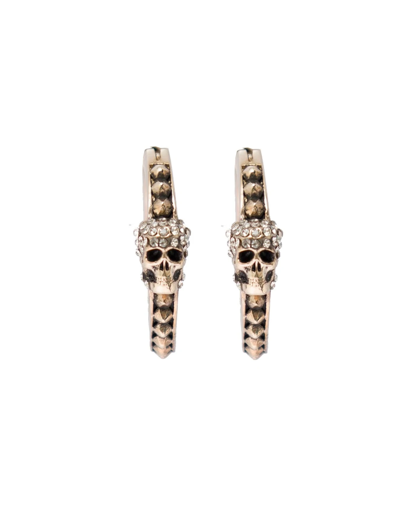 Alexander Mcqueen Woman's Pave Skull Brass Hoop Earrings With Skull Detail