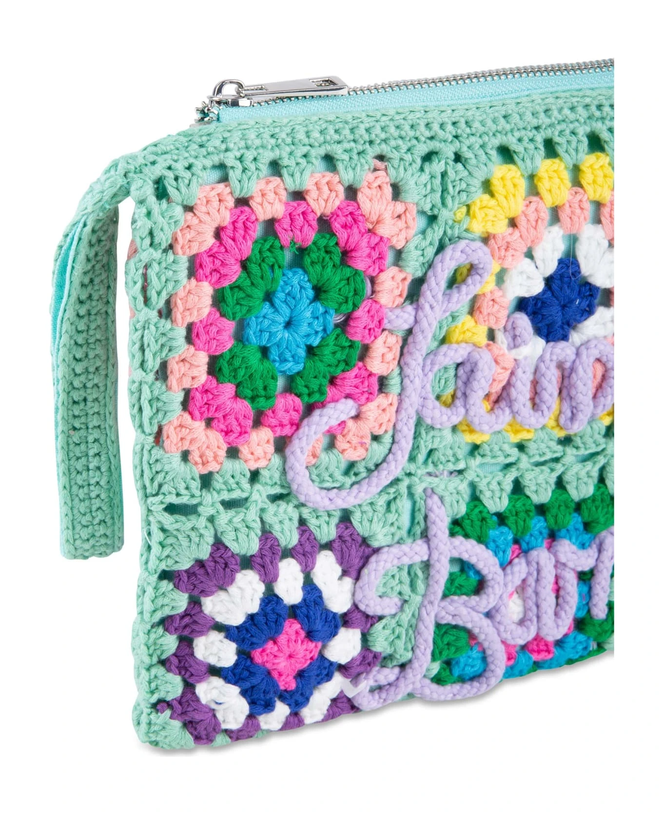 MC2 Saint Barth Parisienne Water Green Crochet Pochette With Saint Barth Embroidery - Image 2
