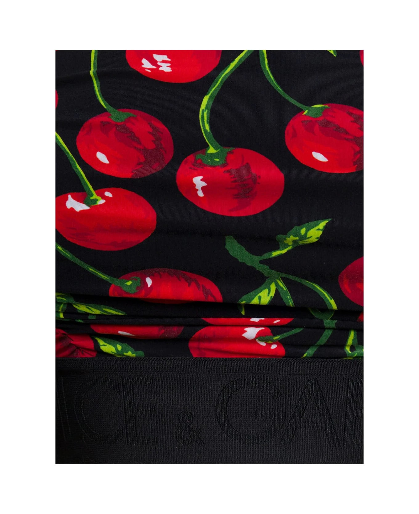 Dolce & Gabbana Black Sleeveless Top With All-over 'cherise' Dress In Stretch Fabric Woman - Image 3