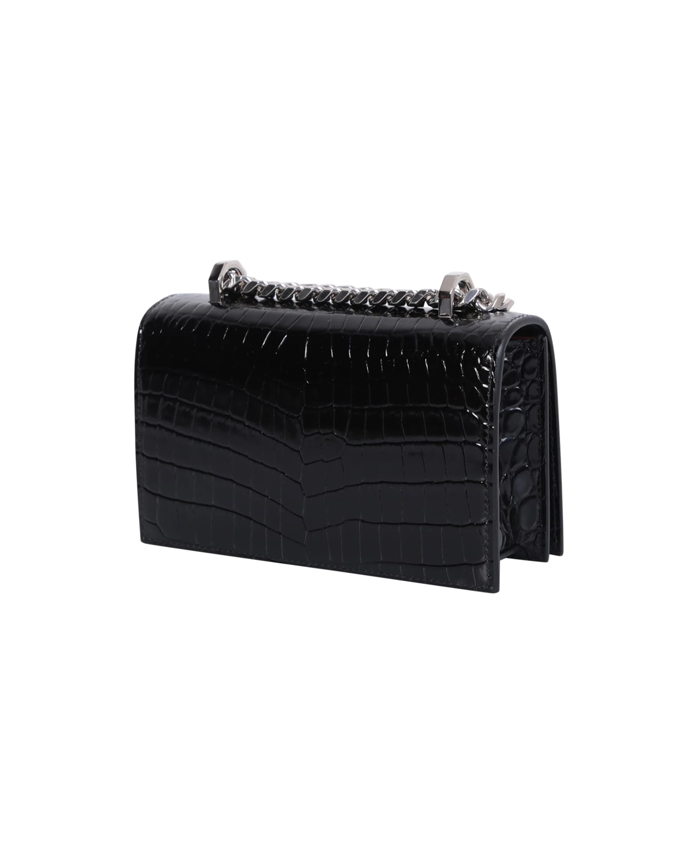 Alexander McQueen Four Ring Jewelled Black Bag - Image 2