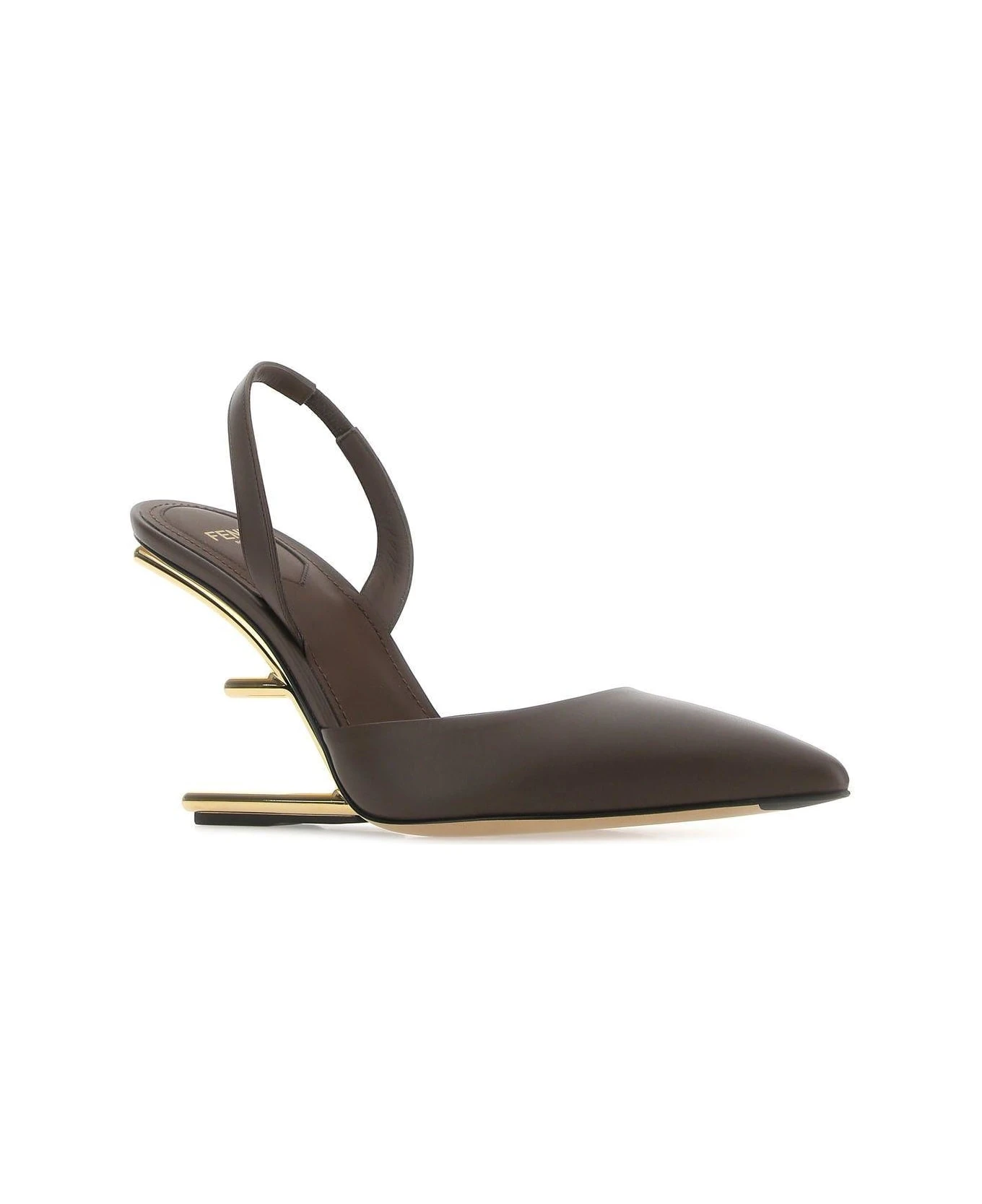 FENDI Chocolate Leather First Pumps - Image 2