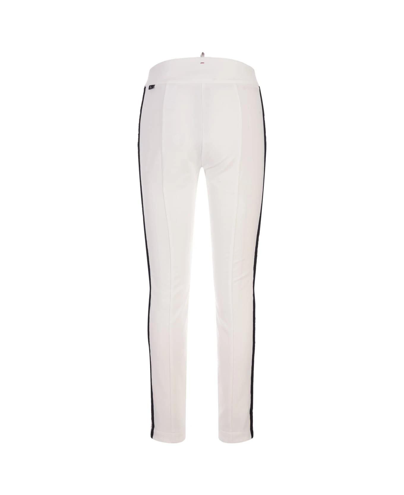 White Trousers With Embroidered Side Bands - Image 2