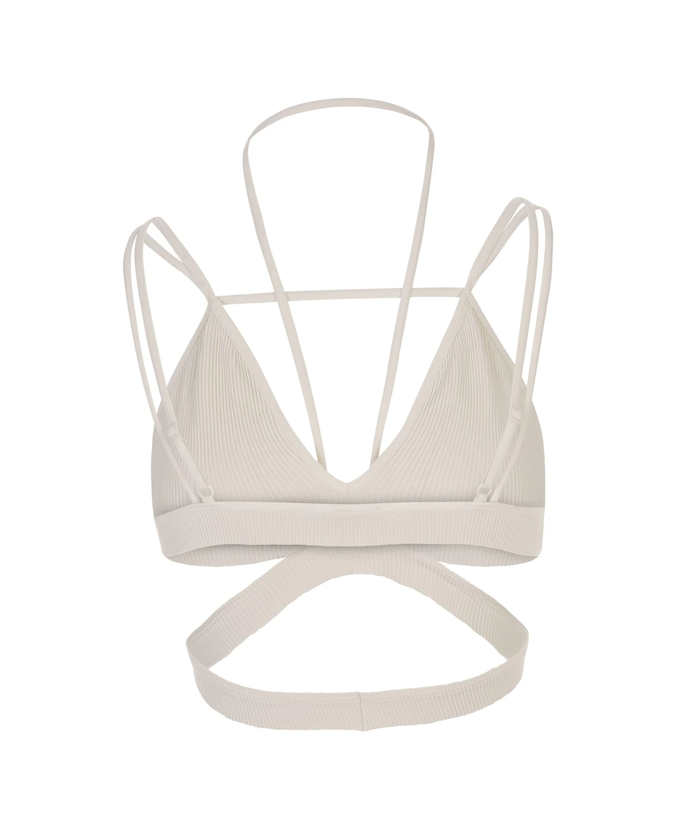 White Ribbed Crop Top With Cut-out - Image 2